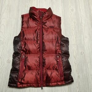 Ansai Womens Goose Down Puffer Vest Maroon Black Iridescent Quilted Small S 4/6